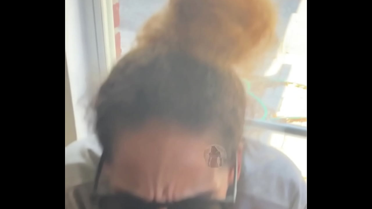 Fye Red Lightskin Ebony Slut Little Step-Sister Giving Blowjob In Front Of Window Gets Cum On Her Face While Her Boyfriend Is Looking For Her