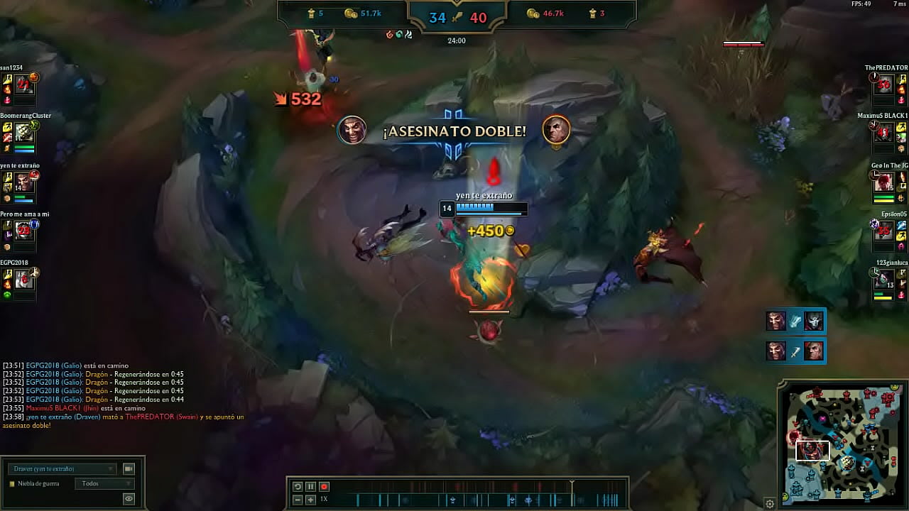 draven dotado hace una pentakill de dos pijasos cada uno