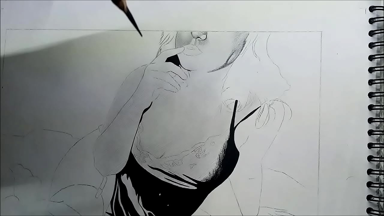 Dibujo de una chica en lenceria