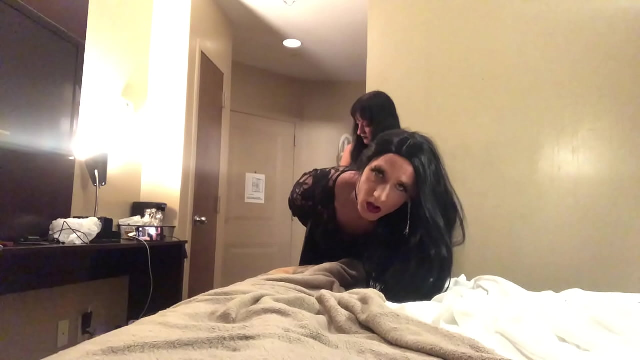 Dominatrix Pegs Goth Crossdresser and Makes Her Swallow Cum