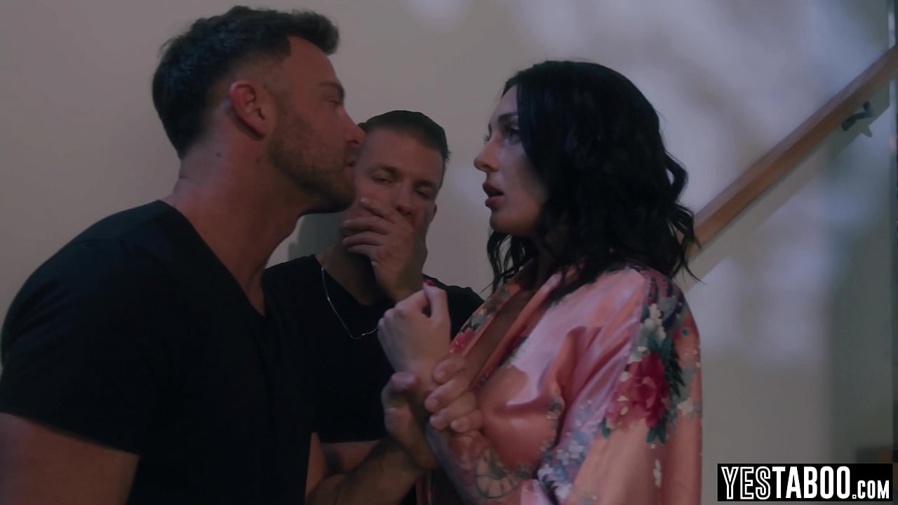 Busty tattooed MILF railed roughly by hubby and his big dick friend