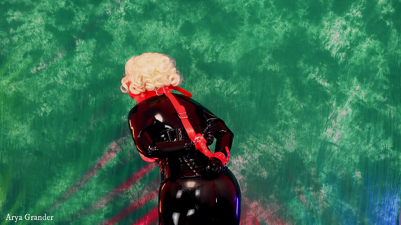 sexy latex model with curvy body rubber erotic teasing..