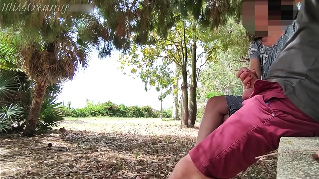 Dick flash - A girl caught me jerking off in the park and help me cum - Hidden cam