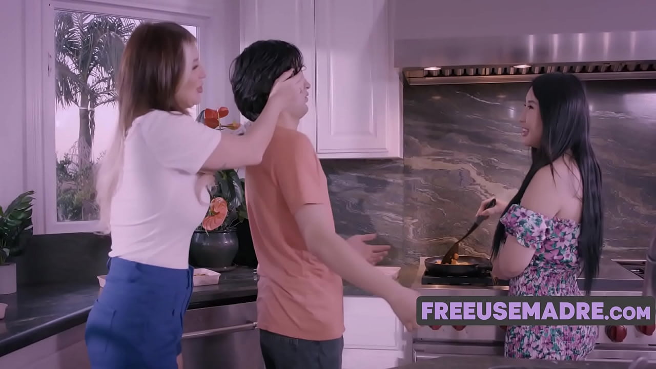 Kitchen Step Mom & Step Aunt Freeuse While Imparting Life Lessons