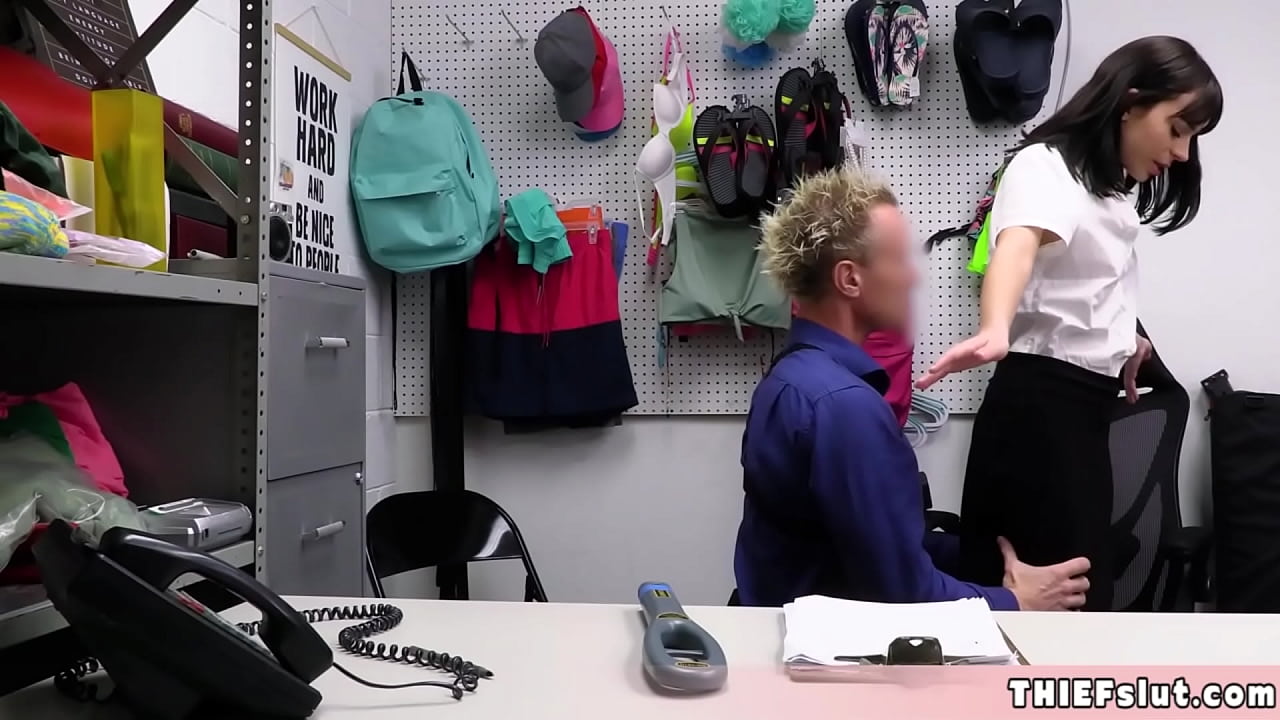 Brunette petite thief destroyed by a cop