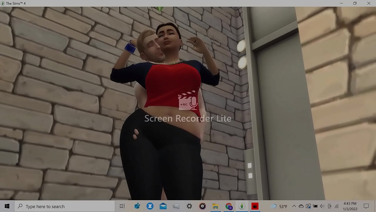 Latina with wide hips and big butt giving assjob to horny white boy