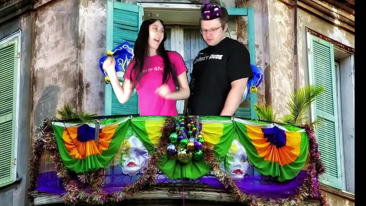 Chinese Teen and Her Big British Boyfriend celebrate Mardi Gras