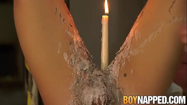 Tied up twink receives wax torment