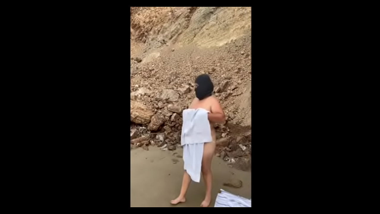 How nice - chubby Mexican girl strips naked on the beach