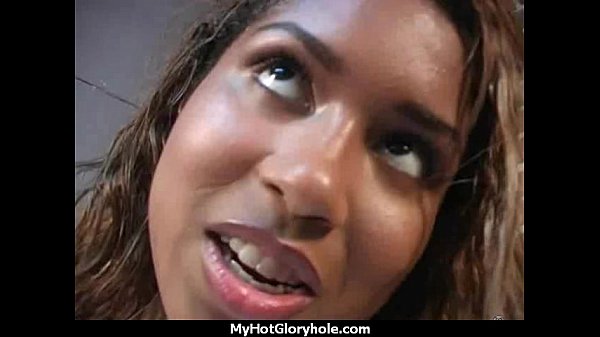Ebony teen shows off her blowjob skills at gloryhole 27