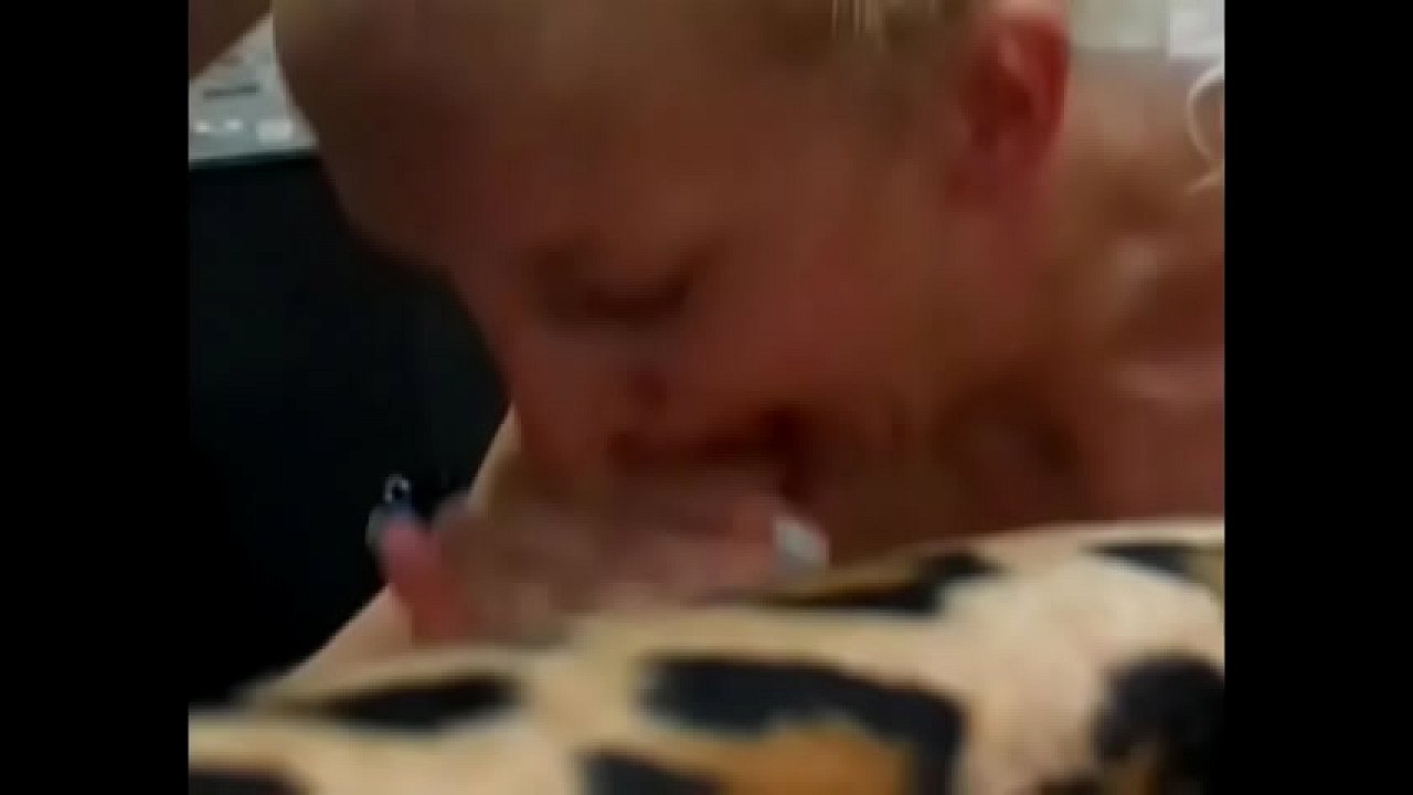 Horny fuck slut enjoys sucking, licking and stroking a big cock