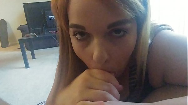 Redhead sucking cock and swallowing