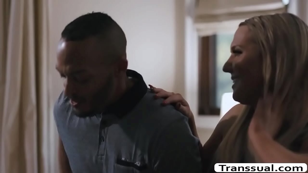 Beautiful TS meets her black client into her house.After that,they start kissing each other and next is she throats his big black cock passionately.In return her client does the same to her before he fucks her tight ass so deep and hard.