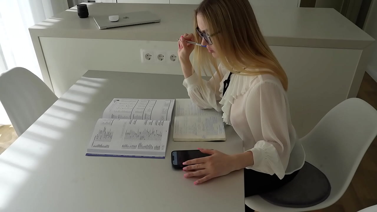 Studentgirl masturbates in front of the tutor