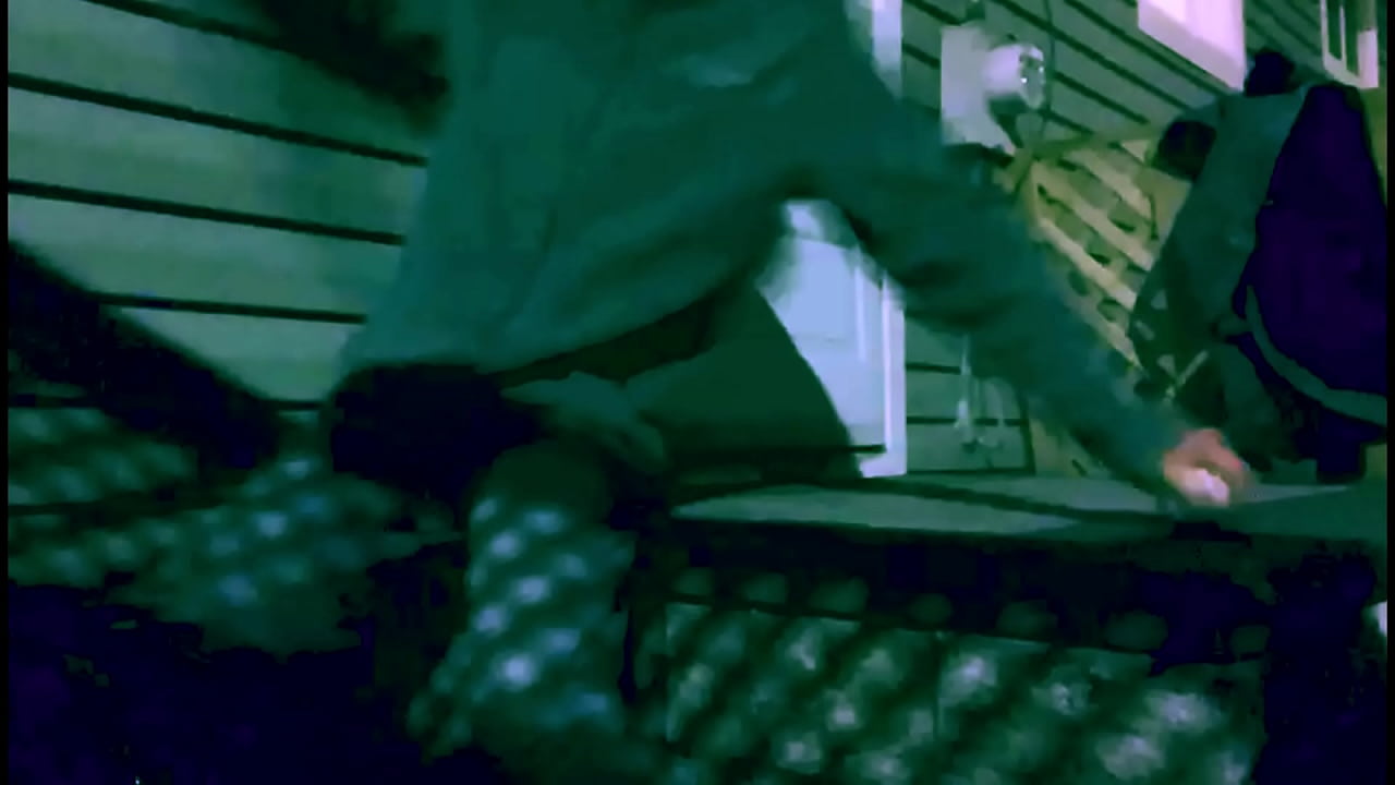 Time Lapse Stop Frame stretch against steps at Night with Lattice Shadow Ass and Legs Effect