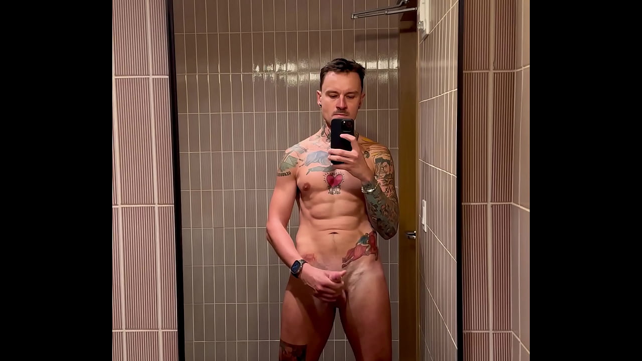 gym's restroom jerk off.