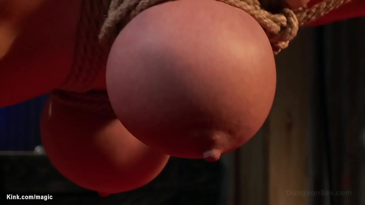 Monster boobs blonde MILF slave Dee Williams is bound in bed gets big ass spanked then suspended and vibed till ass fucked in bed by big dicked master Derrick Pierce