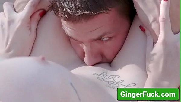 Sluty redhead girl get her pussy licked and do blowjob outside