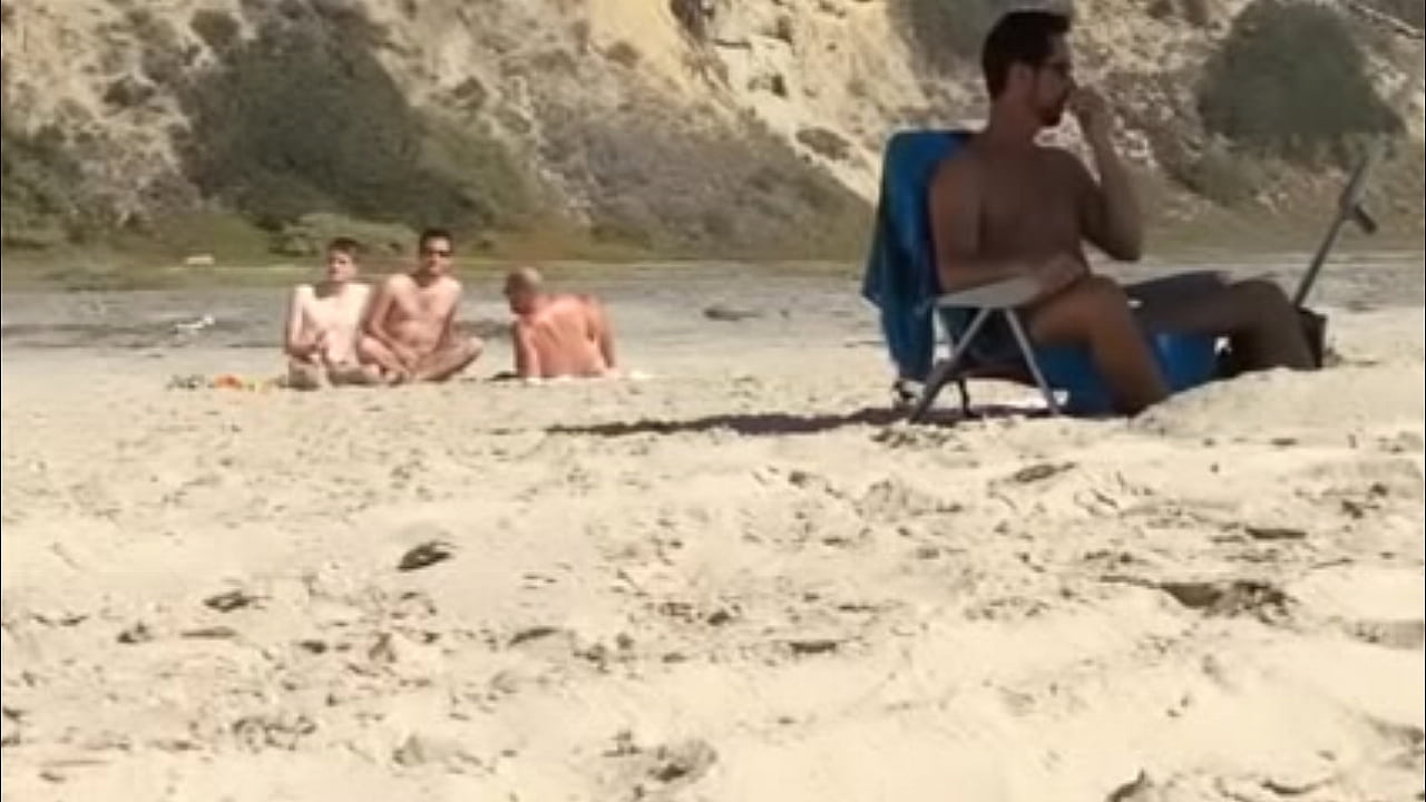 Guys caught jerking at nude beach