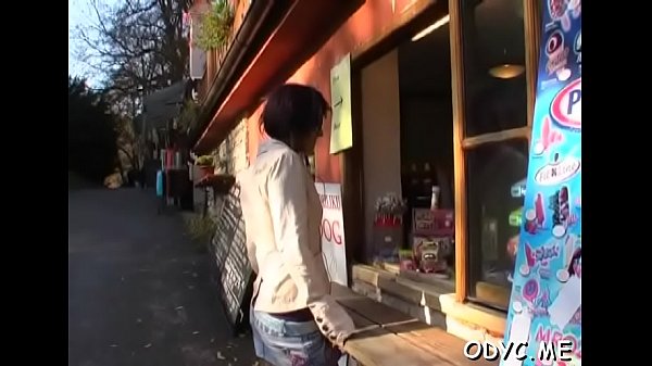 Raunchy brunette girl Helen blows boner and bounces it