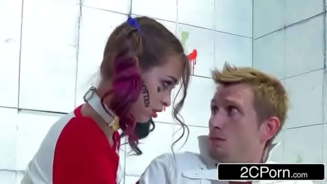 Tiny Brunette Goes Ballistic on Big White Cock in Asylum