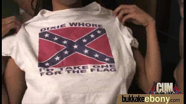 Ebony Cum Slut Hottie Bukkake Party 14