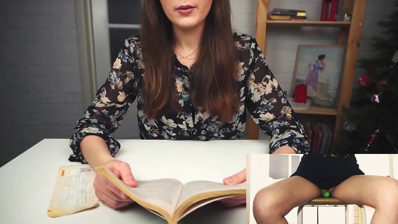 Literary orgasm from a beautiful student. Reads a book while sitting on a vibrator and tries to finish reading it...