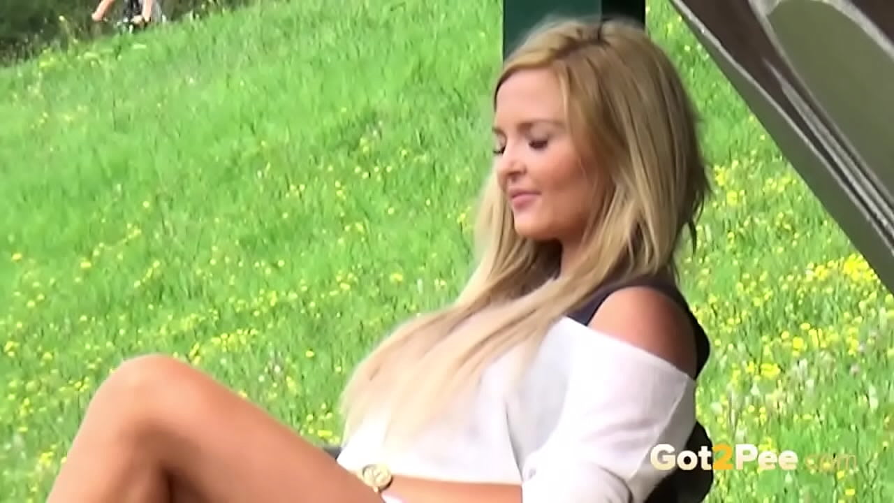 Blonde pees on herself in public