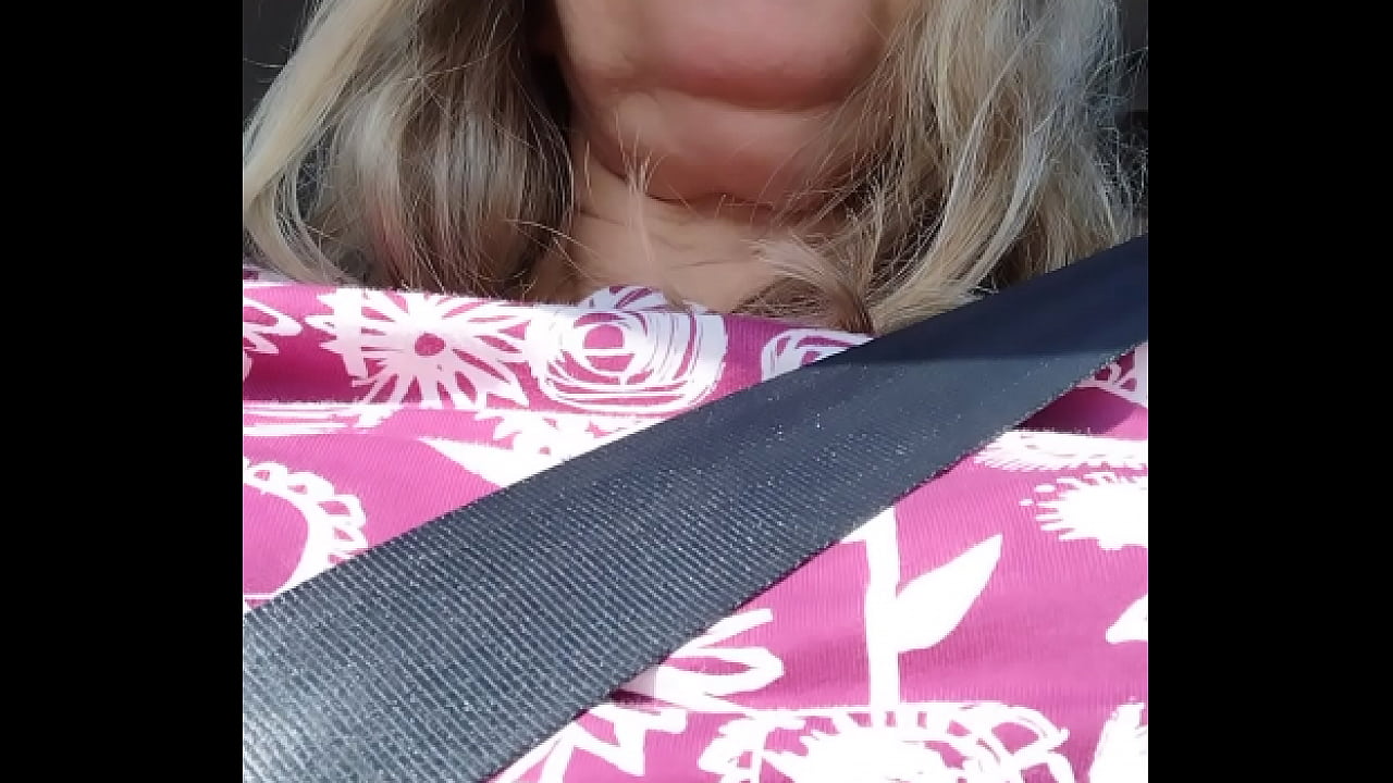 Driving with pussy exposed