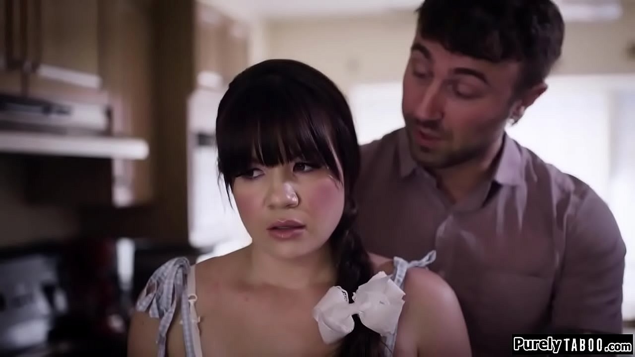 Brunette teen meets her mums new boyfriend.During the dishes he shows his affection towards her and late at night he comes in her room.He lies her down and licks her before making her deepthroat.He then thrusts his big hard cock in her pussy