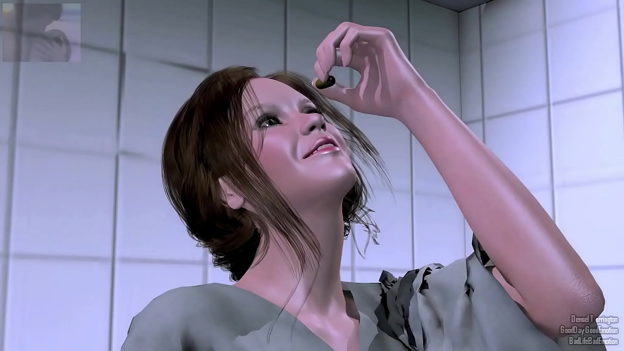 A woman inflates after cosuming inflation vitamins