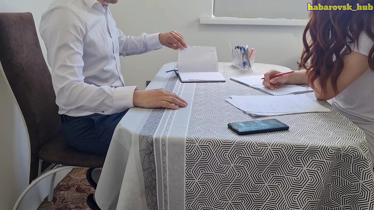 beauty sucks her teacher's cock and enjoys sperm