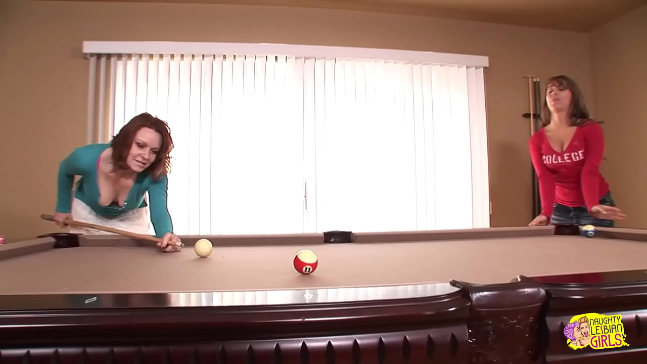 Pool table party turns into a steamy lesbian sex session with pussy eating
