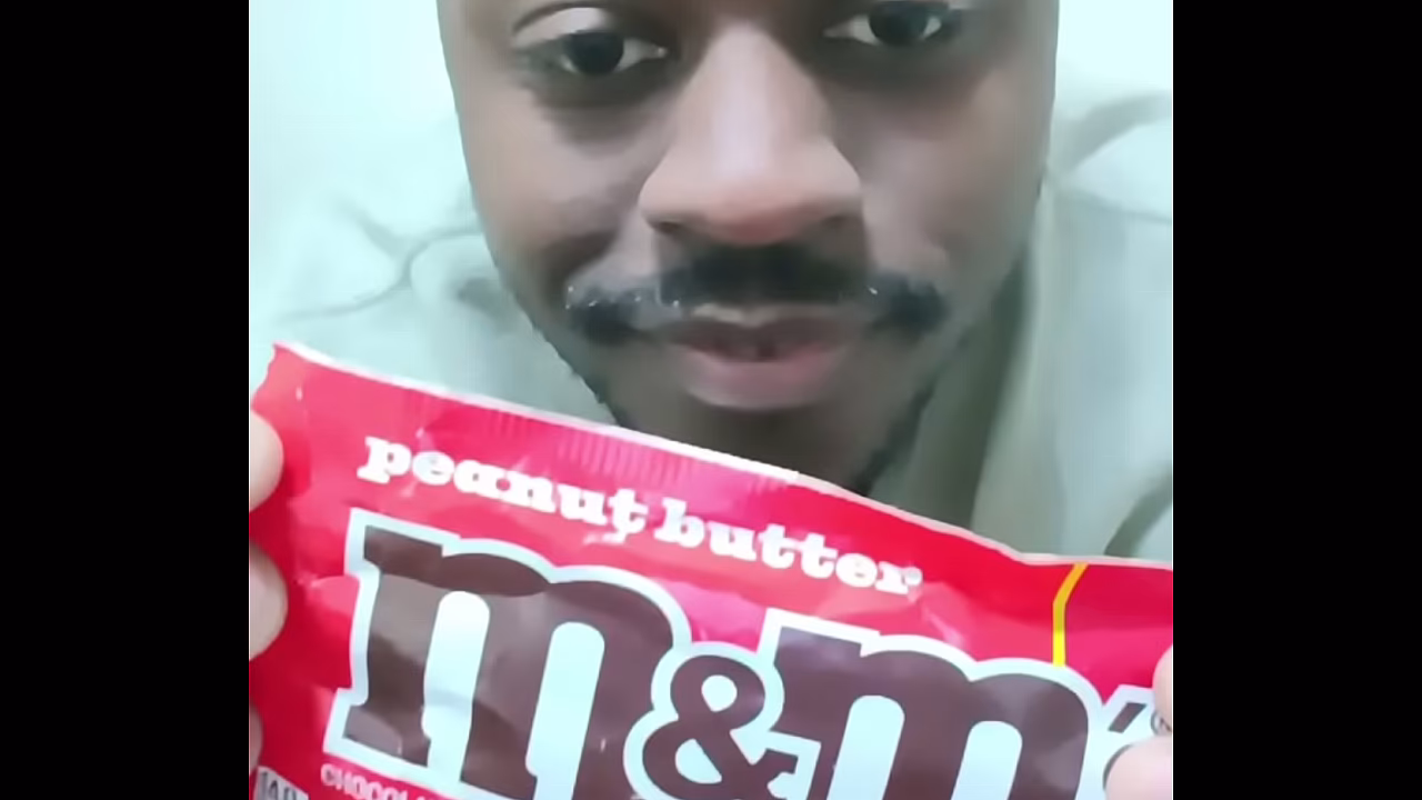 Myself showing up for free to taste peanut butter m&m chocolate candy