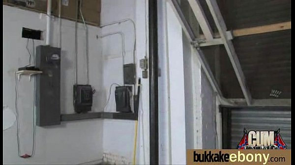 Ebony Cum Slut Hottie Bukkake Party 6