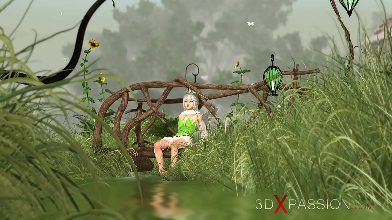 Hot sex! Horny beautiful fairy and gnome in the village