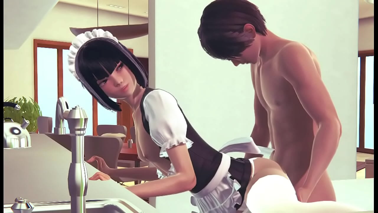 Playing with maid in the kitchen-HoneySelect2
