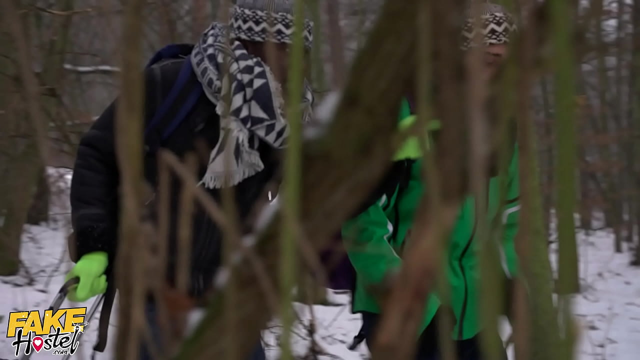 Fake Hostel Black and white guy fuck Lady Gang in a Winter Themed porno