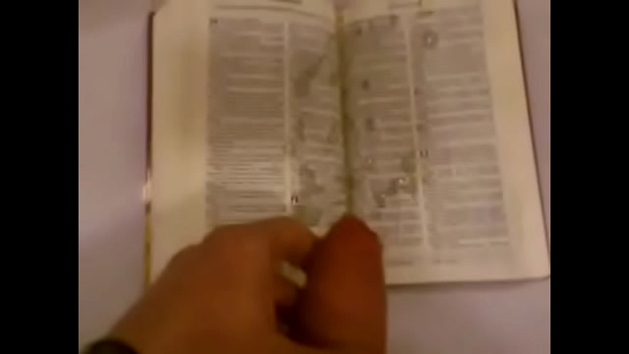Piss & cum on holy book!