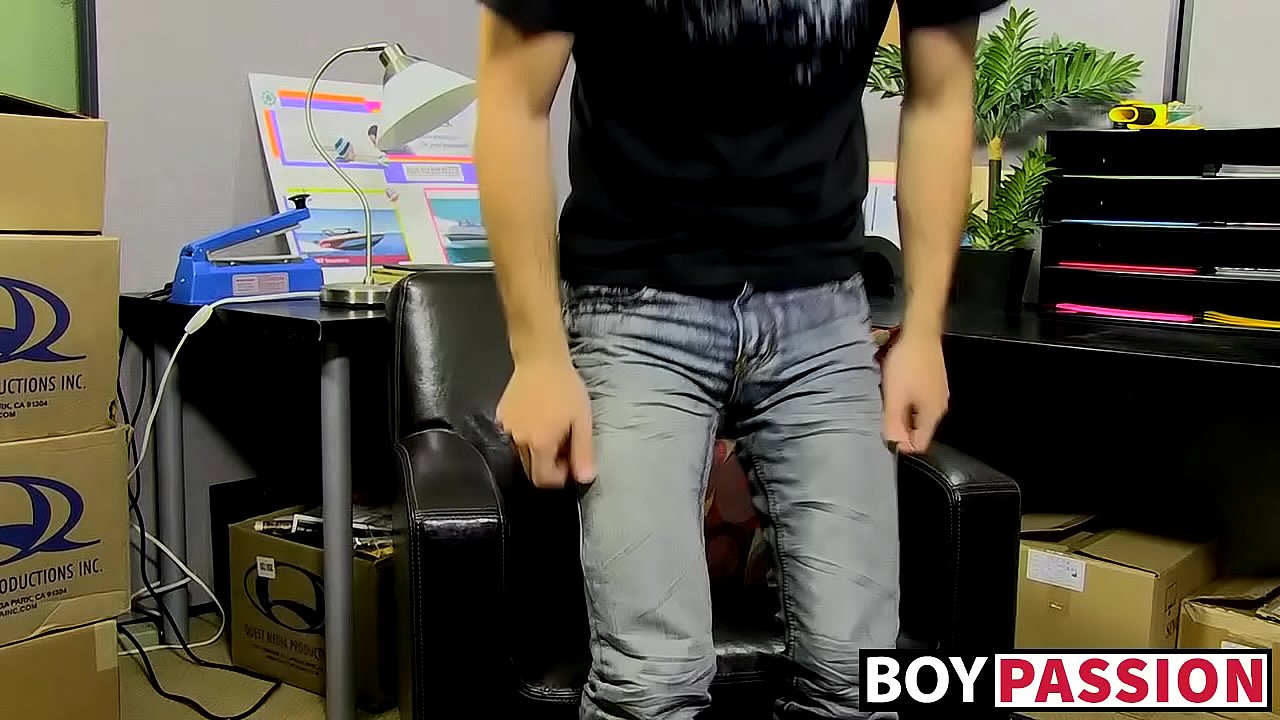 Young gay stroking his dick for cumshot