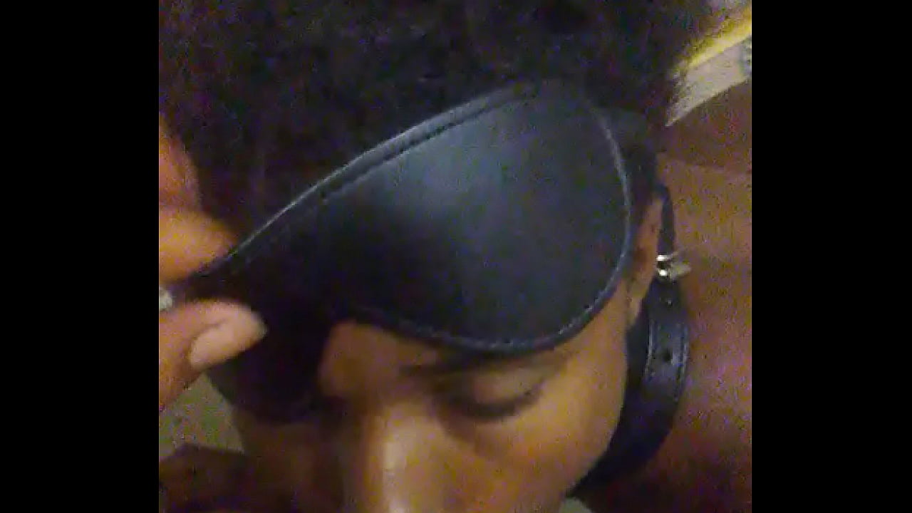 Ebony teen in bondage sucking bf dick