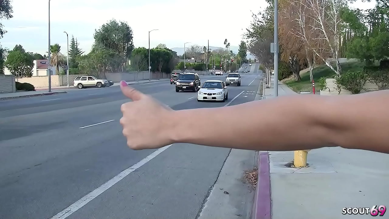 Nymphomaniac Glasses Teen tricked Stranger Guys to Creampie Fuck as a Hitchhiker