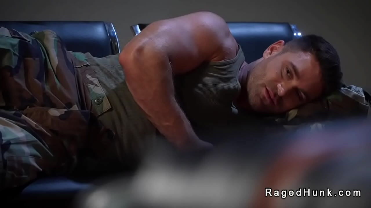 Canceled flight becomes interesting for military hunk Beau Butler and weary traveler Bruce Jones when they start rimming and sucking and anal fucking