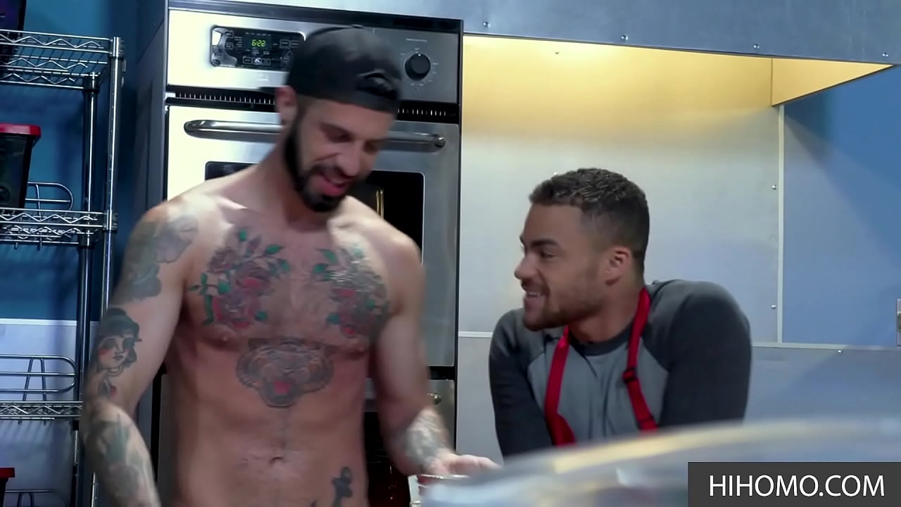 Fooling around in the kitchen gay style