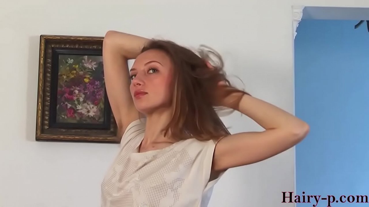 Small titted wife showing her hairy armpits and pussy