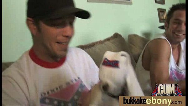 Ebony Cum Slut Hottie Bukkake Party 17