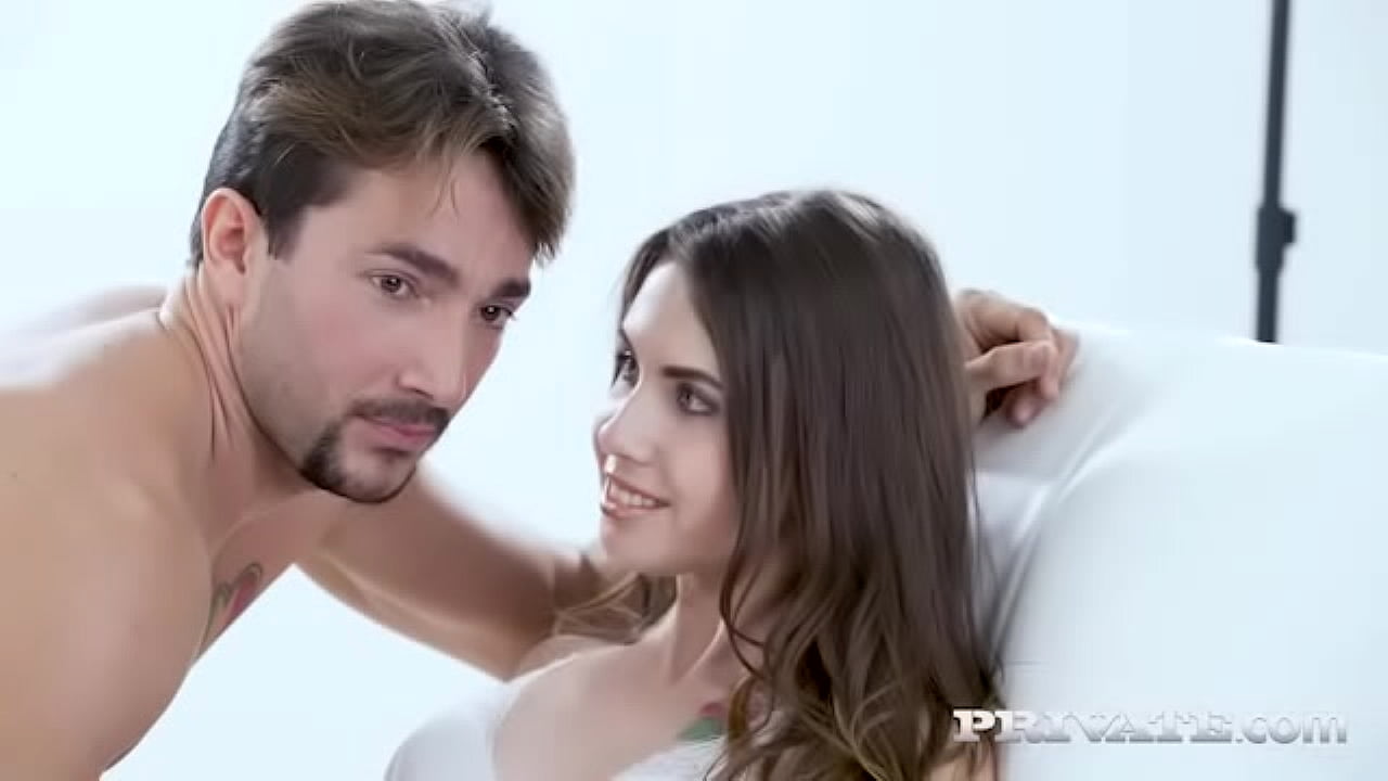 Elle Rose, wears white lingerie for an anal threeway