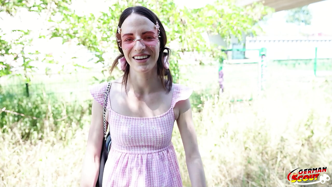 GERMAN SCOUT - Petite 150cm Teen Dragon Fruit with long labia and Mini Tits at risky Outdoor Casting Fuck