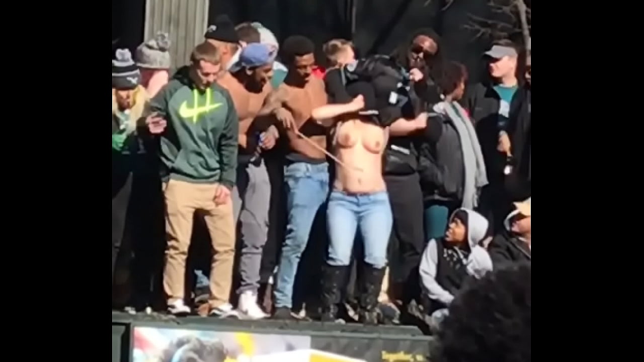 White Girl Shaking Titties at Philadelphia Eagles Super Bowl Celebration Parade
