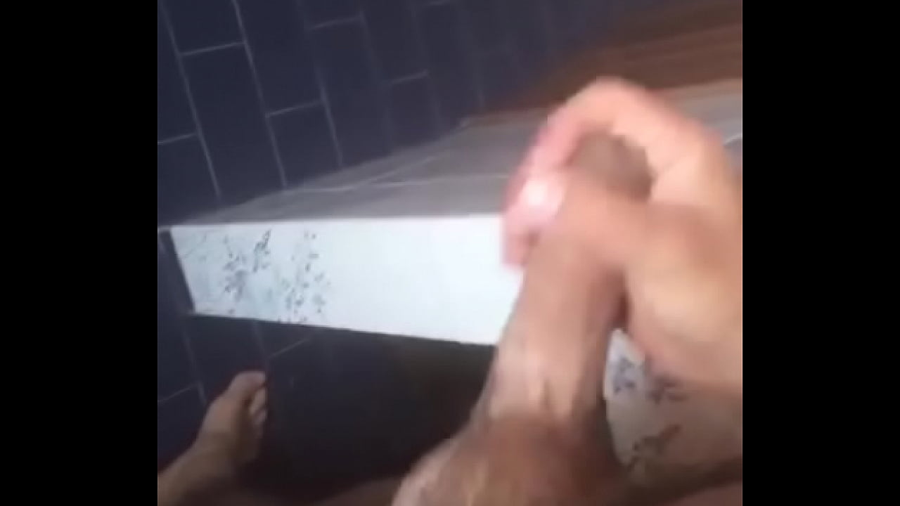 Dirty cock wanker cums on the floor